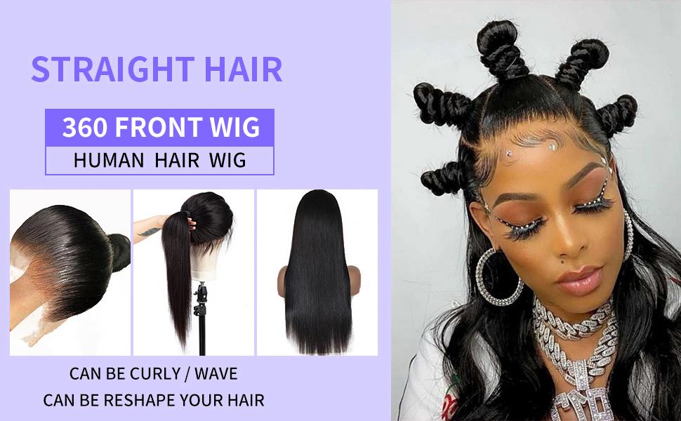 Bling Hair 30 Inch 360 HD Full Lace Front Wig Straight Human Hair Body Wave Transparent Lace Front Wigs Brazilian 180 Density Pre Plucked Drawstring Hidden Strap For Women