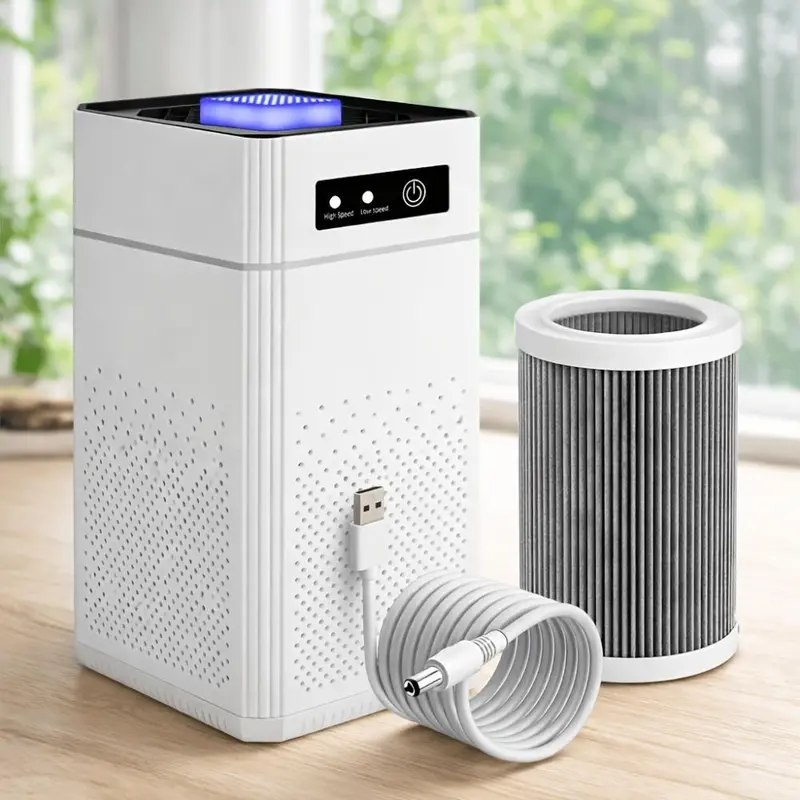 Large Room HEPA Filter Air Purifier - 1291 Sqft Coverage, ABS Ionizer, 3-Mode, 34dB Sleep Quiet, Nightlight, USB Port, Cordless, Button-Controlled, Manual Included for Smoke, Allergies, Pet Dander Odor, Bedrooms