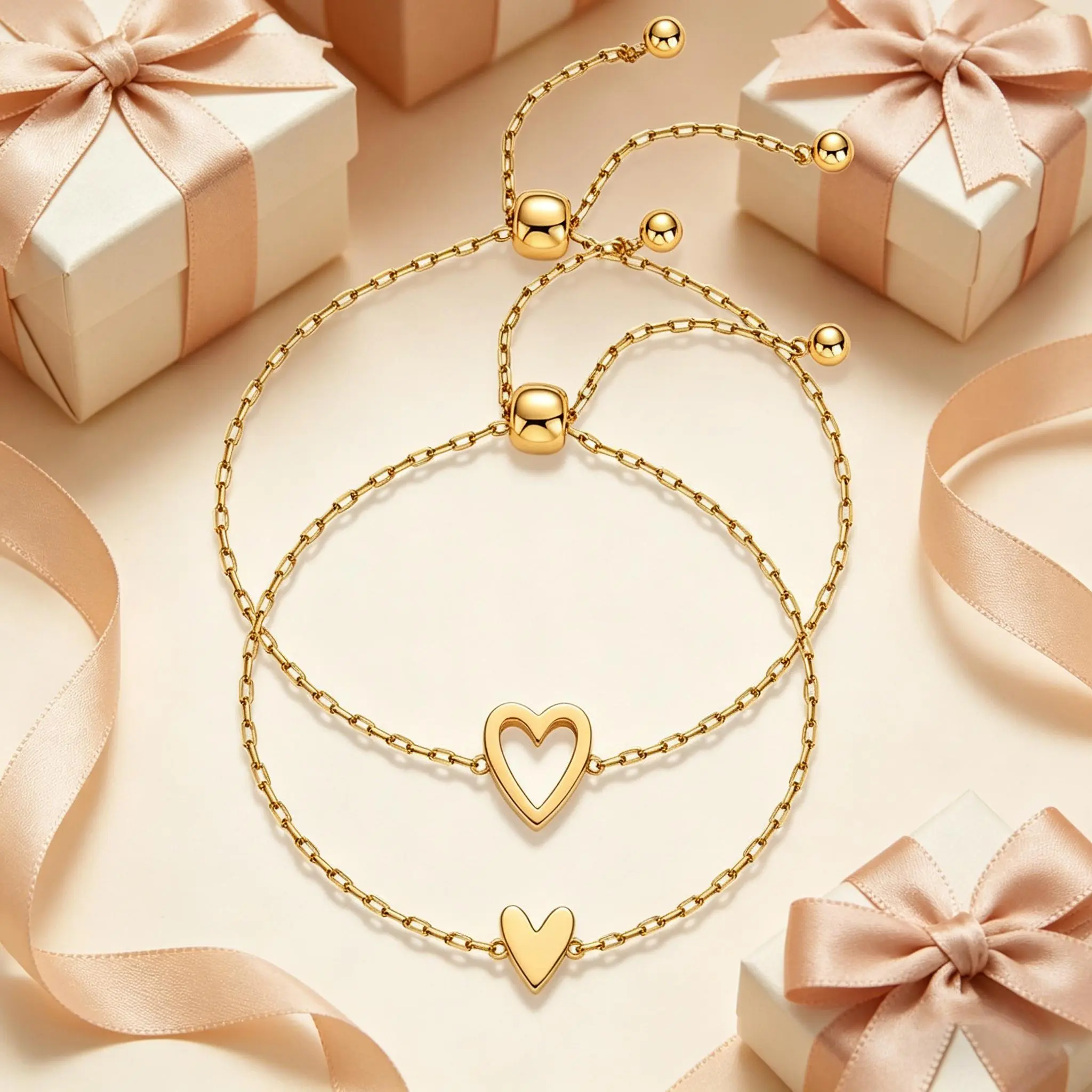 Matching Heart Charm Bracelets Set for Mommy & Daughter, Adjustable Stainless Steel Wristbands, Sweet Family Friendship Jewelry Gift for Mom, Daughter, Sisters & Best Friends