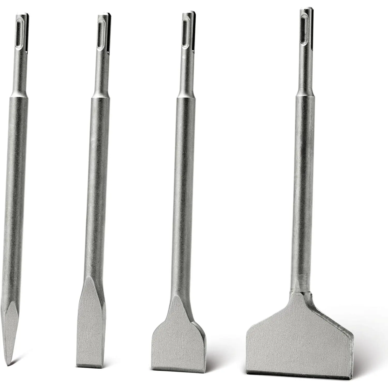 4 count  Plus Chisels,  Plus Compatible, 40CR Steel, Masonry Chisel Set, Tile Removal, Wall Chasing, Floor Scraping
