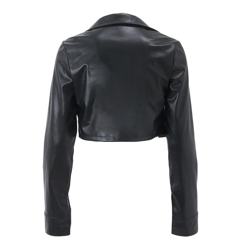 Women Crop Leather Jacket Solid Color Casual Long Sleeve Button Down Jacket Fall Outwear Coats Love Polyester Spring Tops Outerwear Black Fitted Women Crop Leather Jacket Solid Color Casual Long Sleeve Button Down Jacket Fall Outwear Coats Love Polyester Spring Tops Outerwear Black Fitted