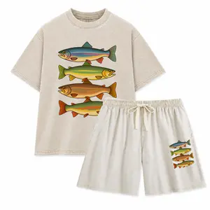 Unisex Oversize Washed Batik Cotton T-Shirt - Trout Fishing Enthusiast/Fish Lover Themed, Super Soft, Pre-Shrunk, Streetwear Menswear Fit for Men and Women