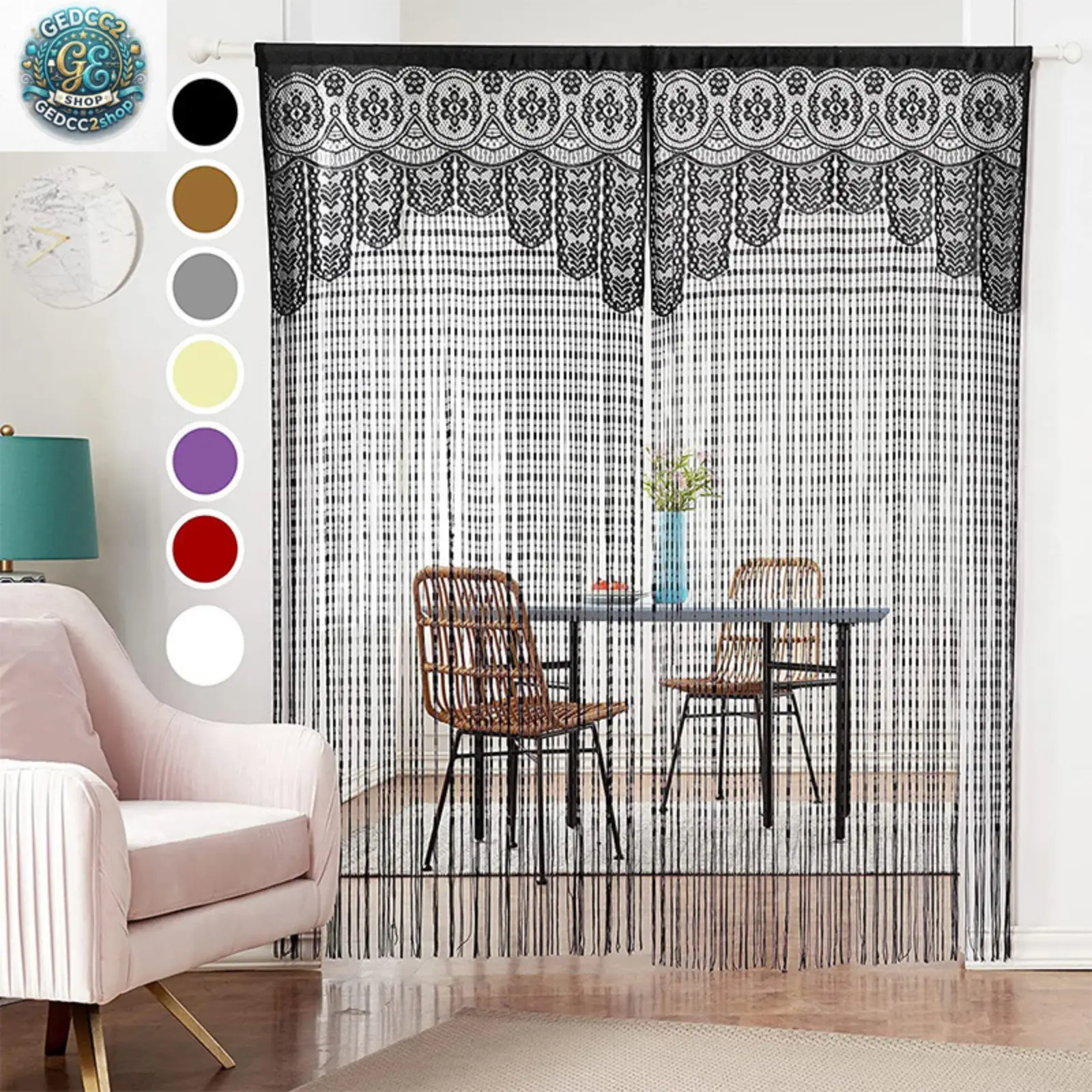 Boho Tassels Door Curtain - Decorative String Doorway Divider, Decoration Ornaments for Bedroom, Living Room, Camping & Hiking Hammock Accessory