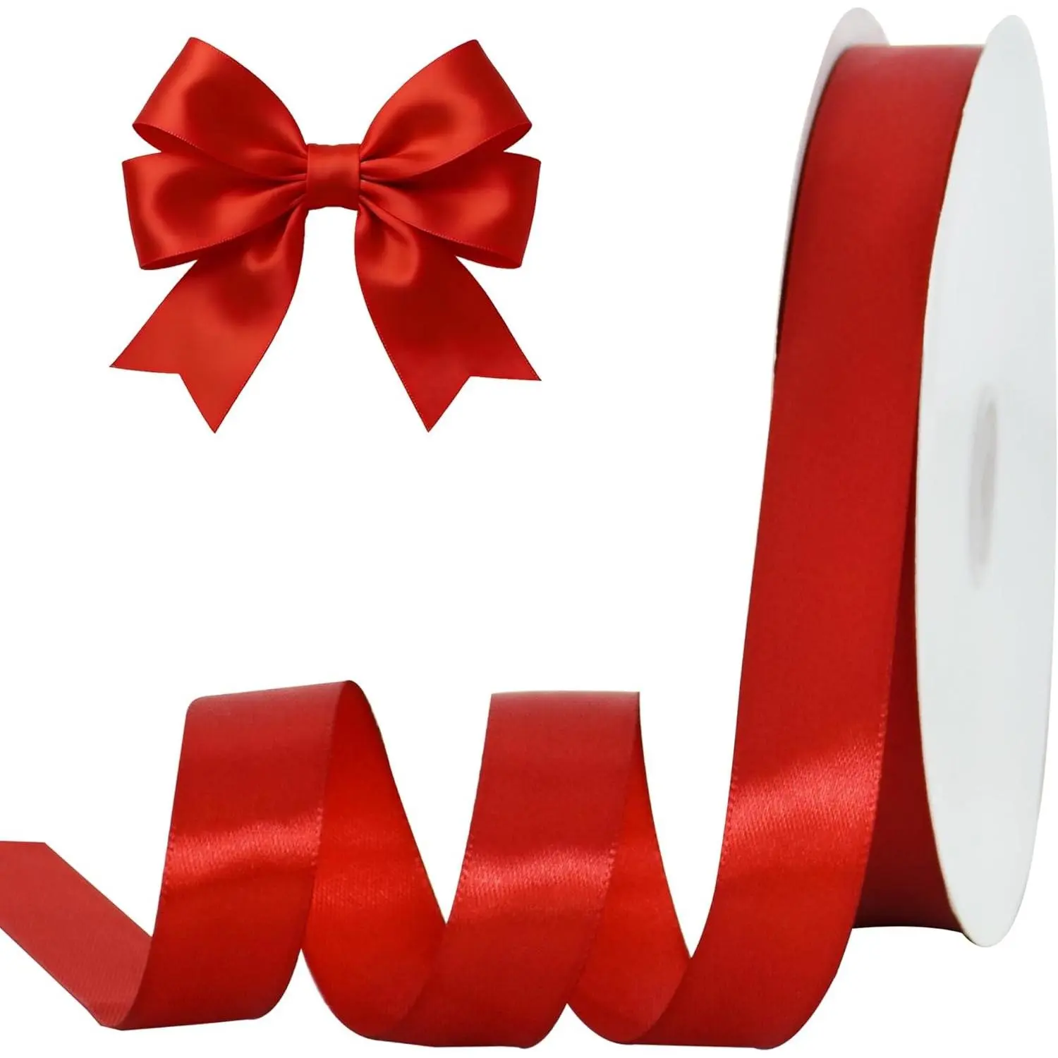 1 Inch x 100yds Red Satin Ribbon, Thin Solid Color Valentine Ribbon for Gift Wrapping, Crafts, Hair Bows Making, Wedding Party Decoration, Sewing, Invitation Cards, Floral Bouquets, Christmas