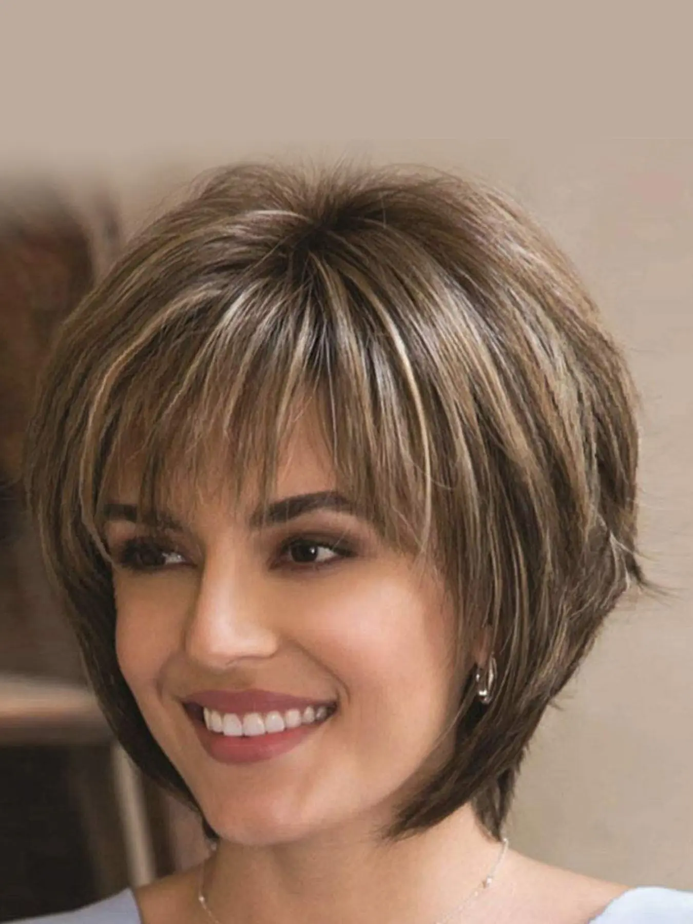 Fashionable Short Straight Wigs for Women, Gorgeous Fluffy Wigs with Bangs, Synthetic Full Machine Wigs for Party, Daily Use, Machine Made Wigs
