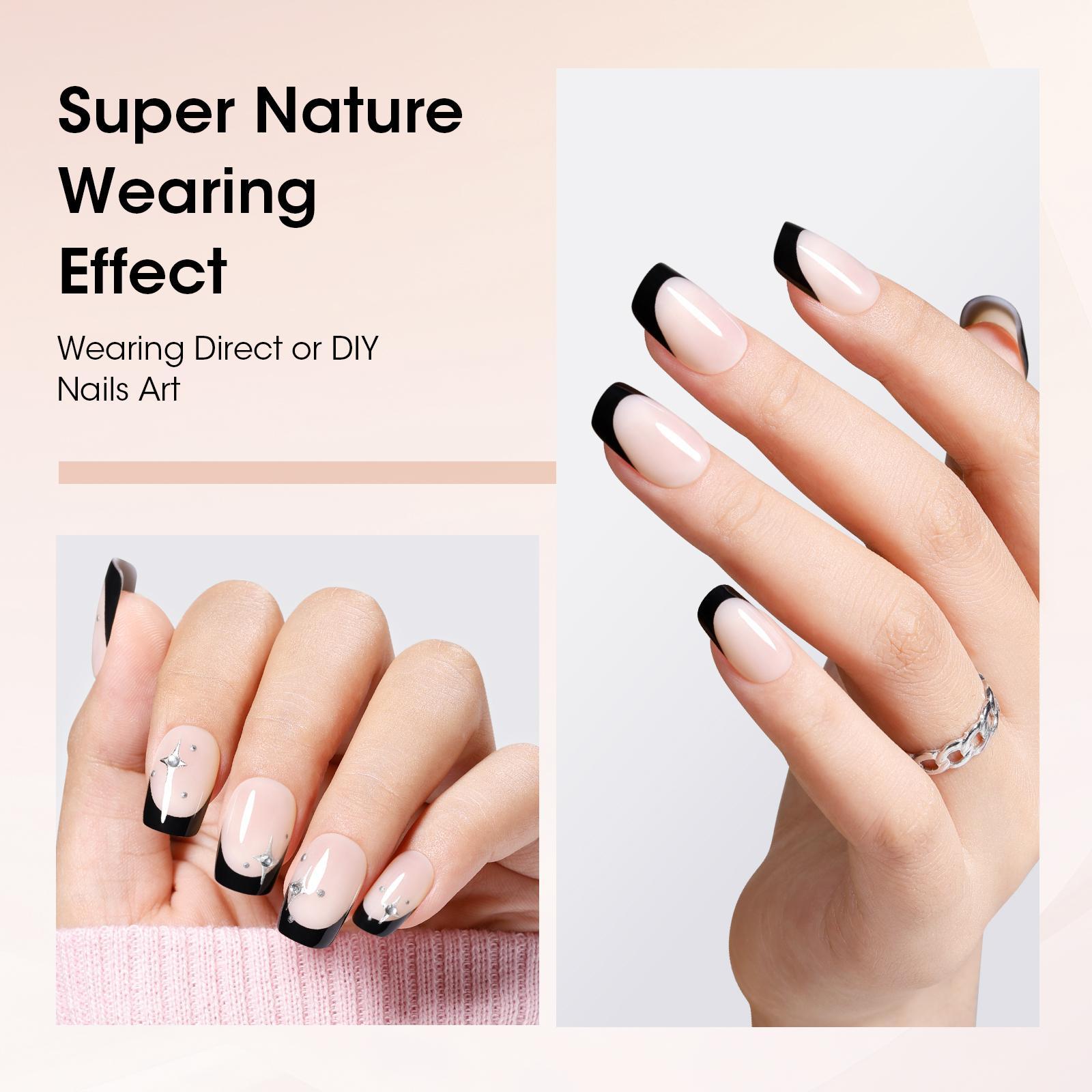 Gellen Milky Short French Tip Press-On Nails  (150pcs 15 sizes) NO glue included