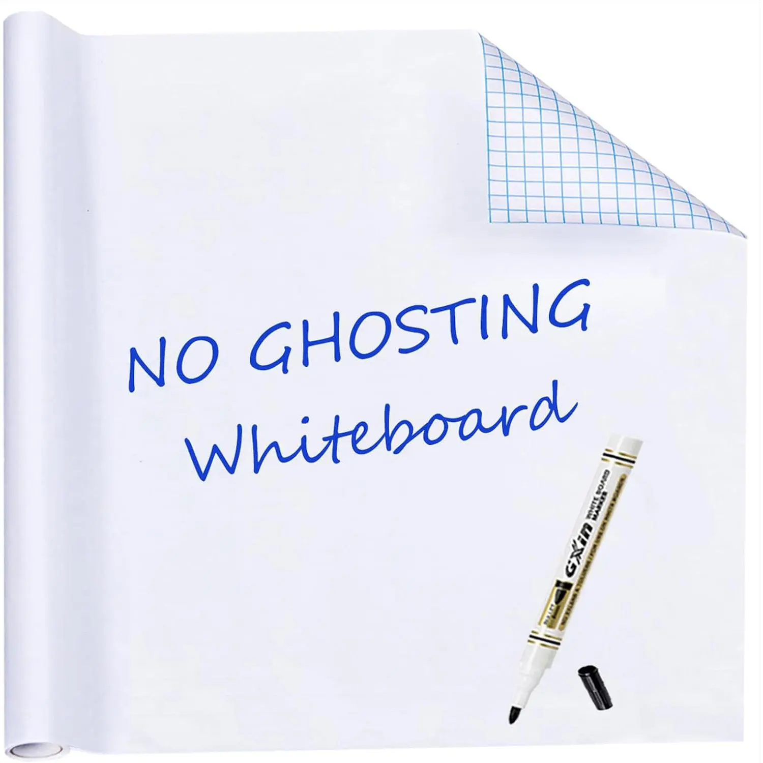 White Board Sticker for Wall 18" x 79" Dry Erase Adhesive Paper | Dry Erase Board Wallpaper, Peel and Stick, Contact Paper Adhesive, No , can be Cut, Includes 1 Marker, Office Classroom