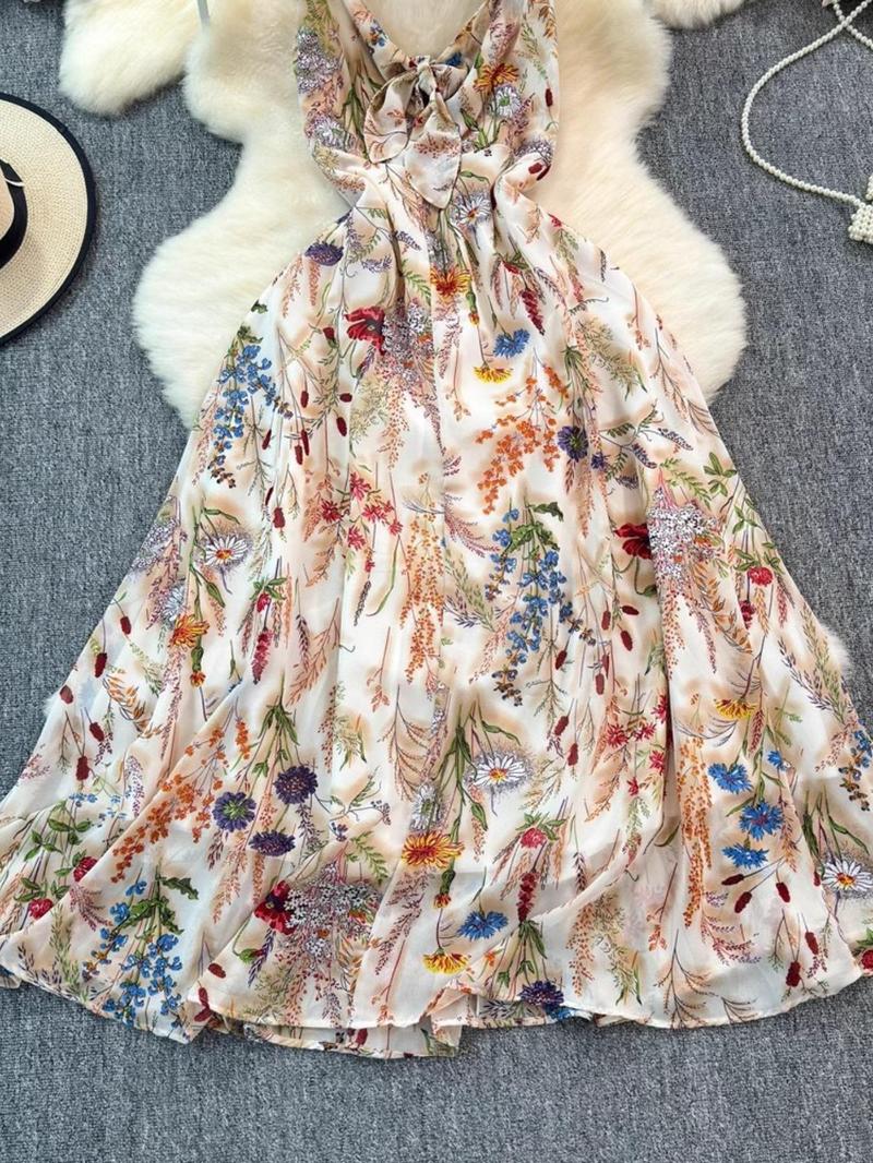Women's Boho Floral-Print Cami Dress, Fashion Casual A-Line Dress for Beach Holiday Vacation, Perfect for Summer Women's Boho Floral-Print Cami Dress, Fashion Casual A-Line Dress for Beach Holiday Vacation, Perfect for Summer