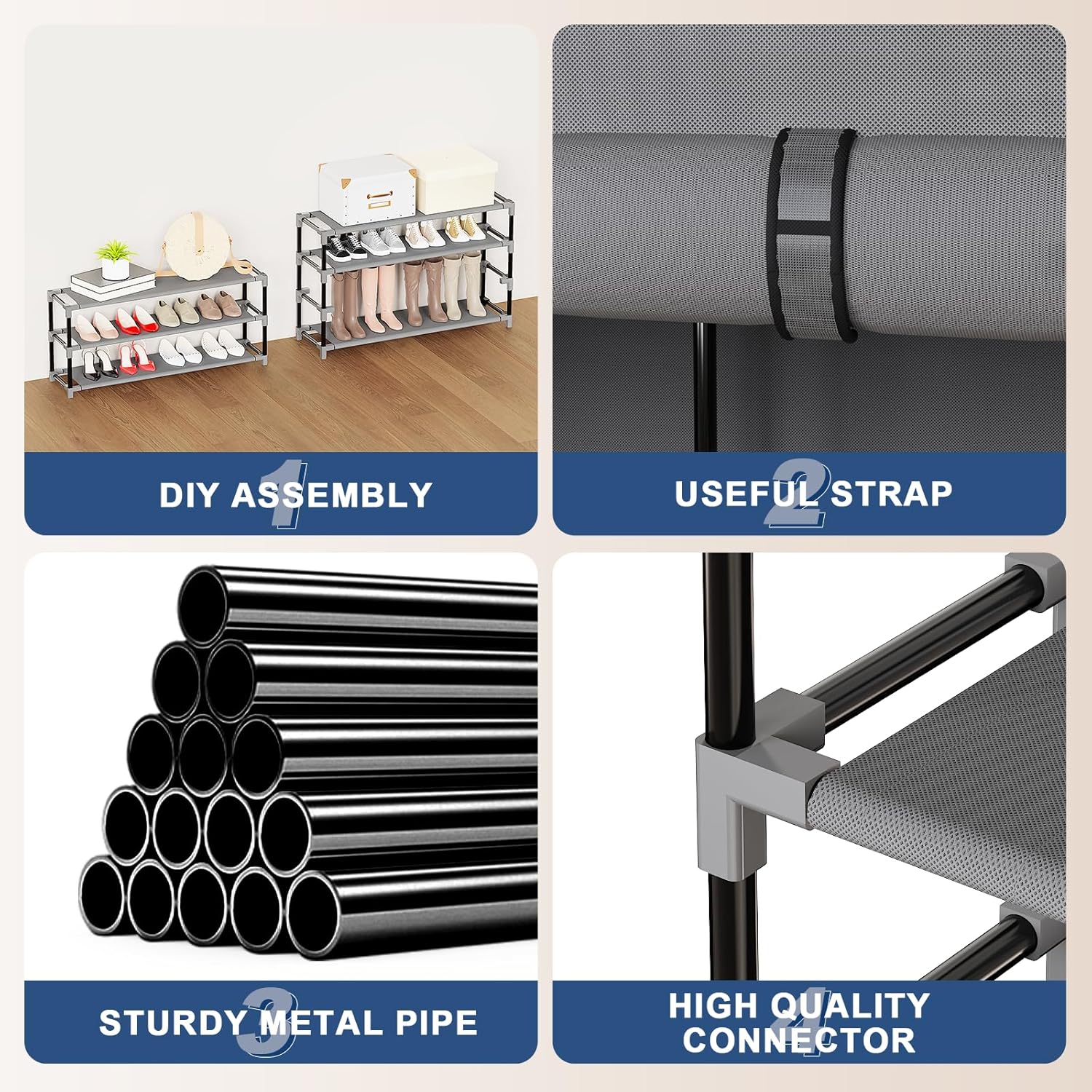 Multi-Layer Shoe Rack Assembly, Simple Dustproof Home Storage, Doorway Dormitory Rent House Indoor Shoes Organizer Standing Cabinet