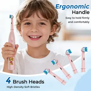 Electric Toothbrush with 4 Replacement Heads, 5 Cleaning Modes, Round Head Rotating Brush, Deep Oral Cleanliness
