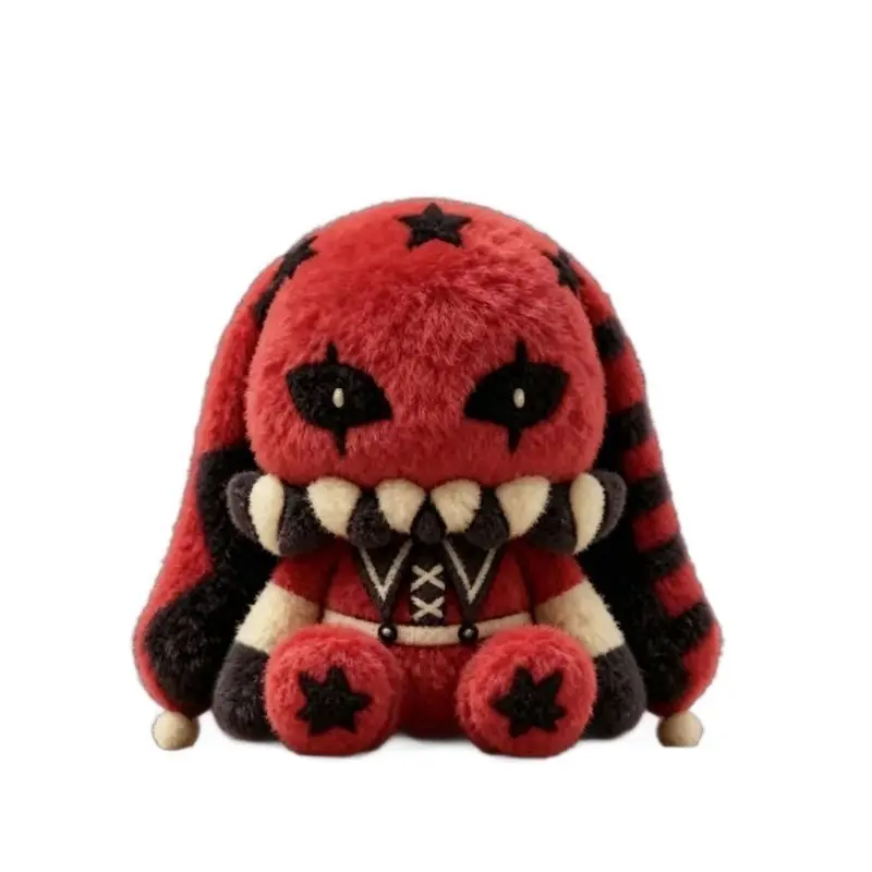 Gothic Clown Bunny Plush Doll, Dark Style Long‑Ear Rabbit Stuffed Toy, Soft Creepy Cute Plushie, Home Desk Decor Collectible Gift
