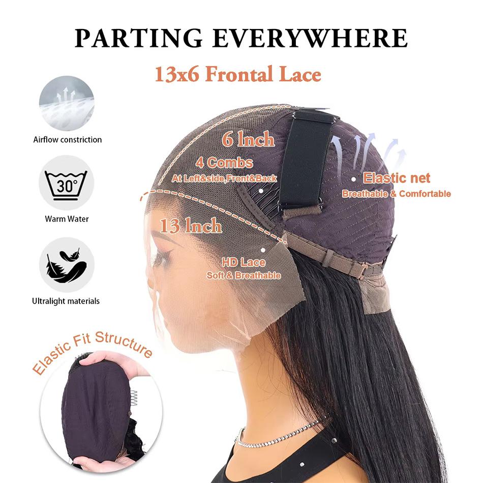 13x6 Bone Straight HD Lace Front Wig Pre Plucked 30 40 50 Inch 13x4 Lace Frontal Brazilian Human Hair Wigs For Women