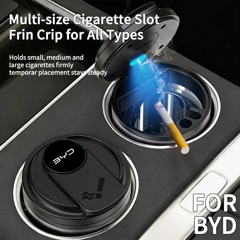 Portable car ashtray, smokeless ashtray, center console ashtray, odor-resistant ashtray, washable ashtray, suitable for BYD Han, Tang, Song, Atto 3, Dolphin, Seal
