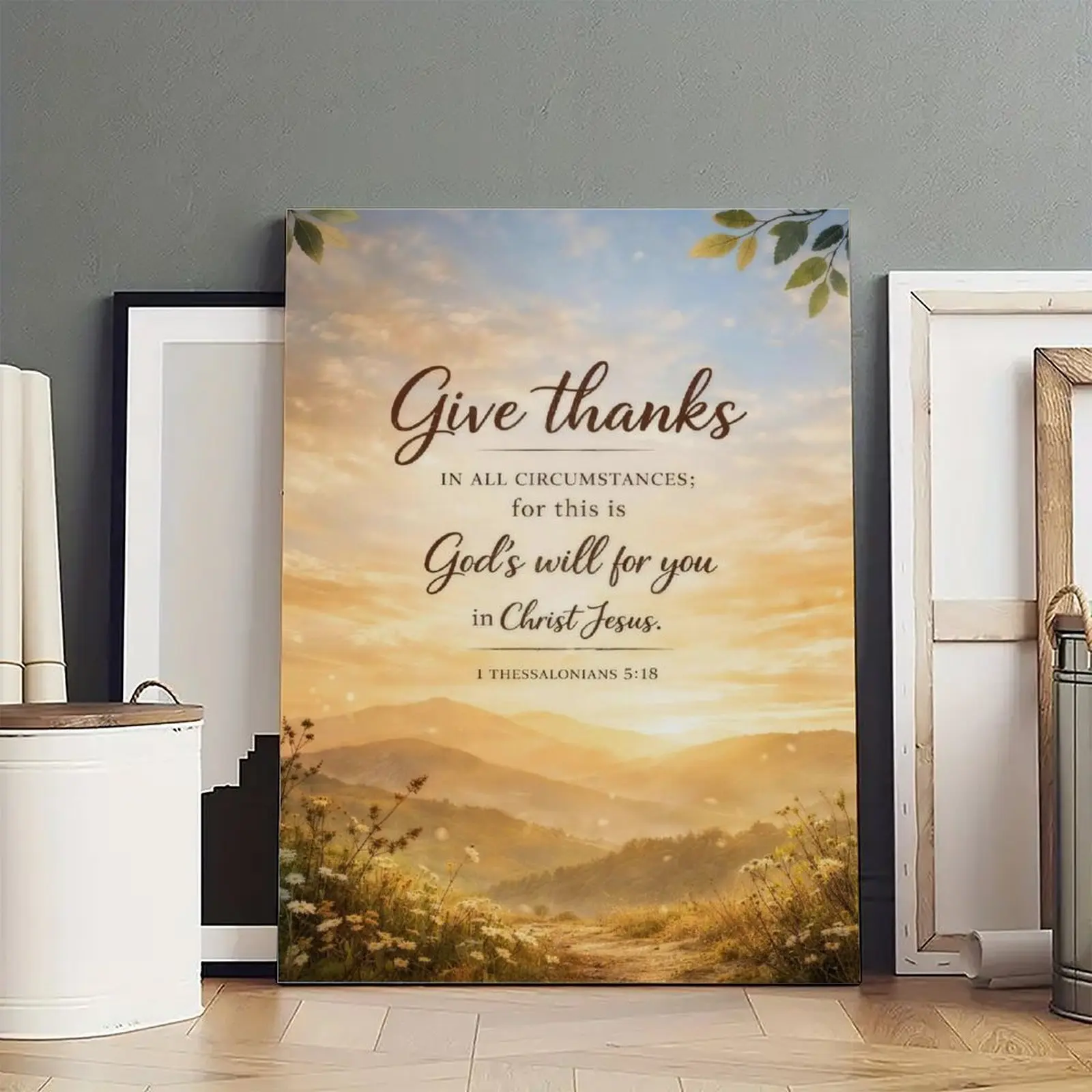 "In Everything Give Thanks Multi-Layered Cartoon Art Anime Theme Bright Print Canvas Wall Art, Modern Home Decor Gift for Living Room & Bedroom"