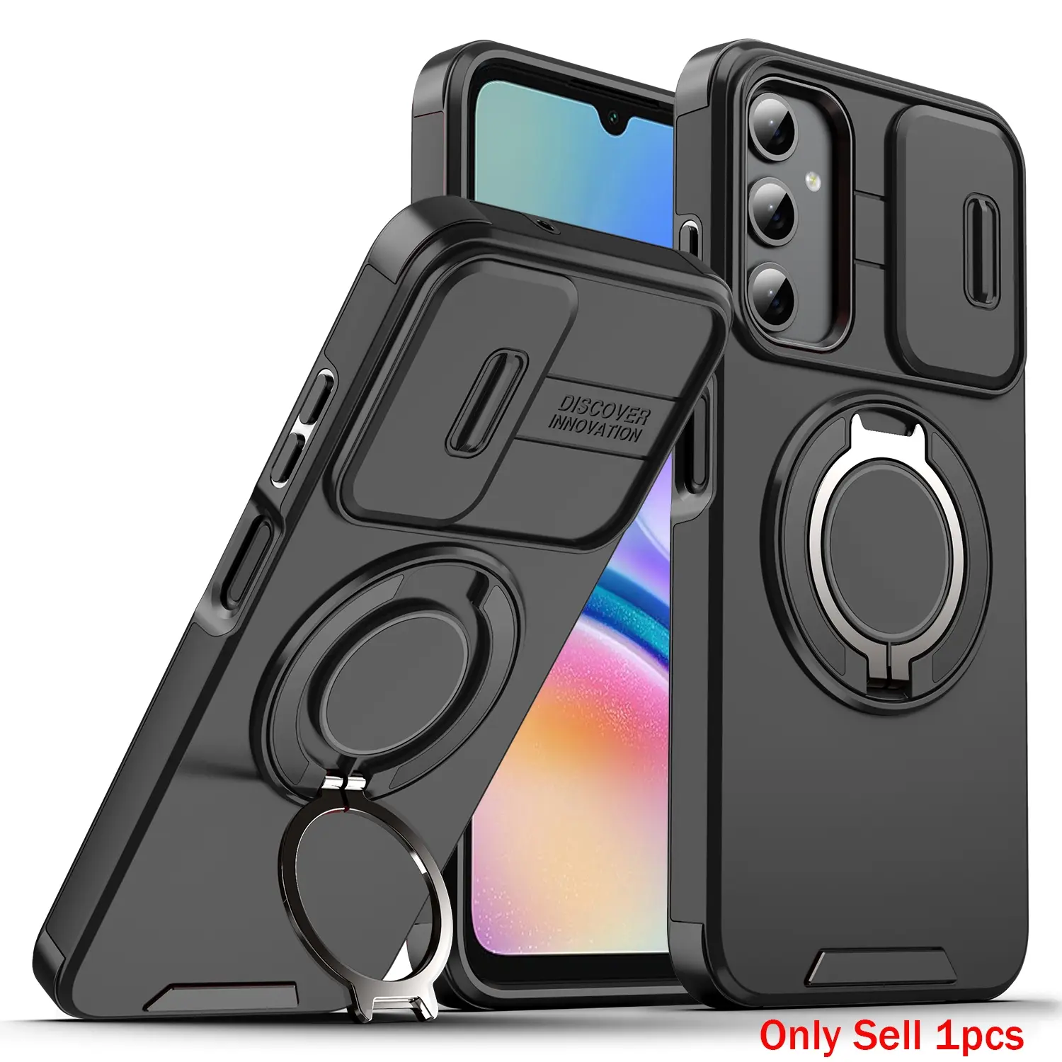 Case for Samsung Galaxy A05s Shockproof, 360° Rotatable Magnetic Metal Ring Stand, Anti-Fingerprint, Scratch-Resistant, Dual-Layer Protection for Samsung Galaxy A05s Case