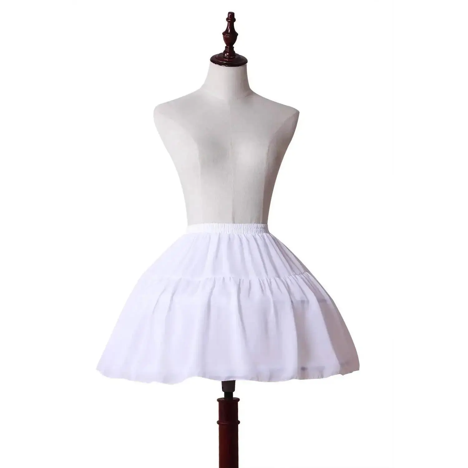 Hot Sale Women Girls Crinoline Petticoat 2 Hoops Skirt Chiffon Ball Gown Short Half Slip Underskirt for Lolita Cosplay