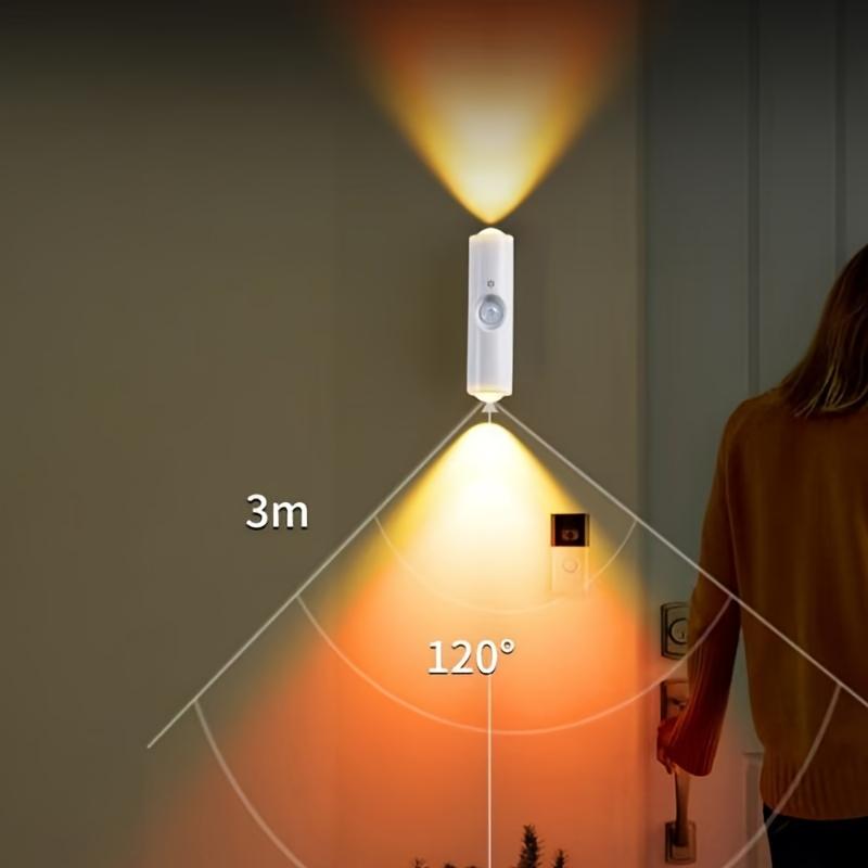 6pcs White Wall-Mounted Smart LED light bar with Motion Sensor, Dimmable USB- Lighting Suitable for Stairs, Hallway, Bedroom - -and-Play Installation, -Efficient Night Light for Indoor Ambiance Lighting