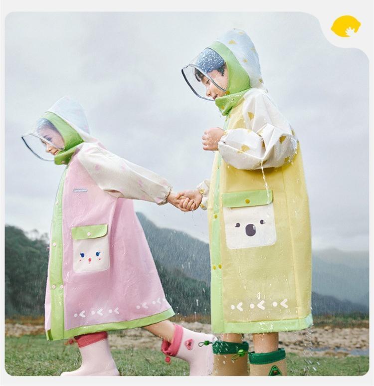 Korean Cute Kids Raincoat Waterproof Children Animal Style Rain Poncho Rain Coat Jacket With Backpack Position Student RainWear