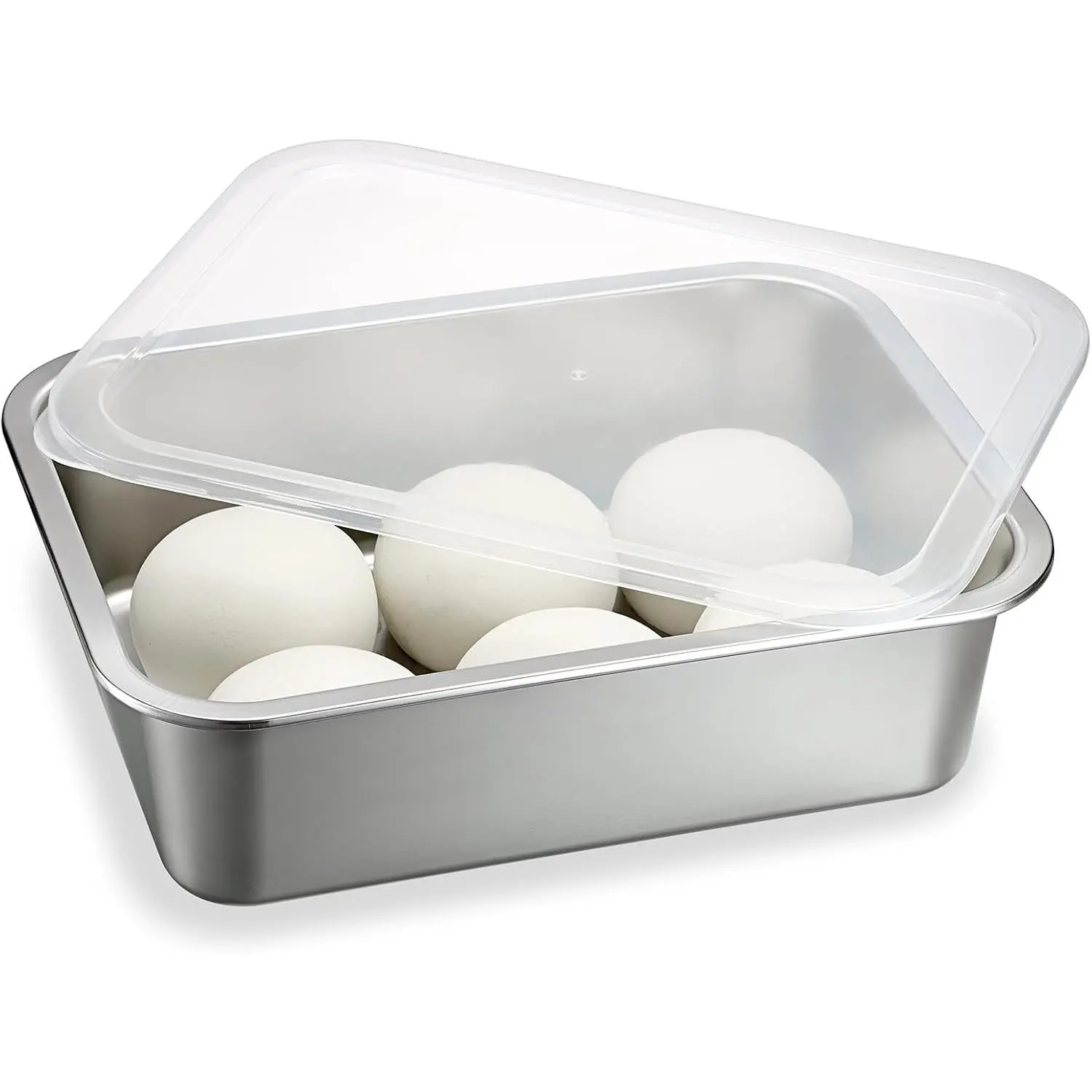 Pizza Dough Proofing Box, Stackable Stainless Steel  Storage Box Container with Lid, Fits 4-6 Dough Balls, 14.1 x 10.6 Inch Large Capacity Household Pizza Dough Container