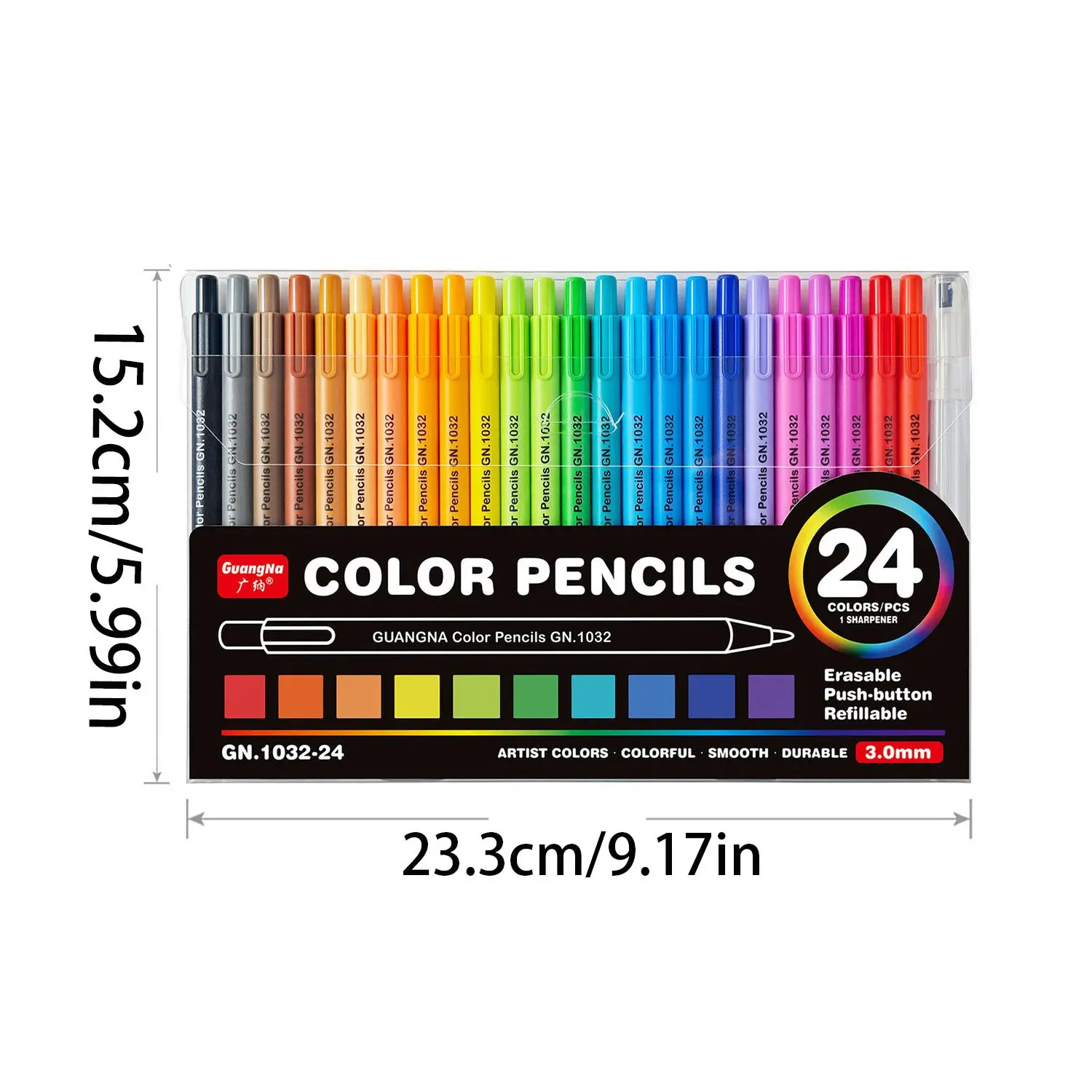 24 Color Erasable Crayon Pencils, Replaceable Core Art Supplies, Ideal for Drawing, Sketching, Journal Decoration, Layered Colors