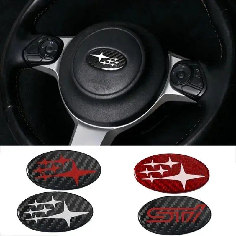 Self-Adhesive Carbon Fiber Car Steering Wheel Logo Emblem Sticker (58mm*28mm, 1 Piece) for Subaru Forester, Outback, Impreza, Legacy, STI, WRX, BRZ, Tribeca – No Extra Accessories Included