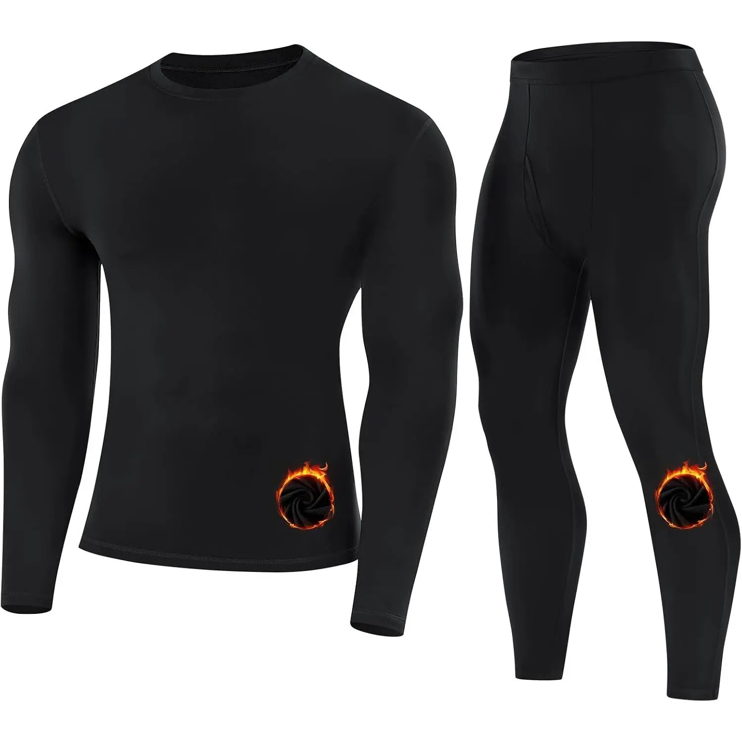 Men's Fleece Lined Thermal Underwear Set - Long Johns Base Layer Top & Bottom for Cold Weather Hunting, Running, Skiing(Gift)