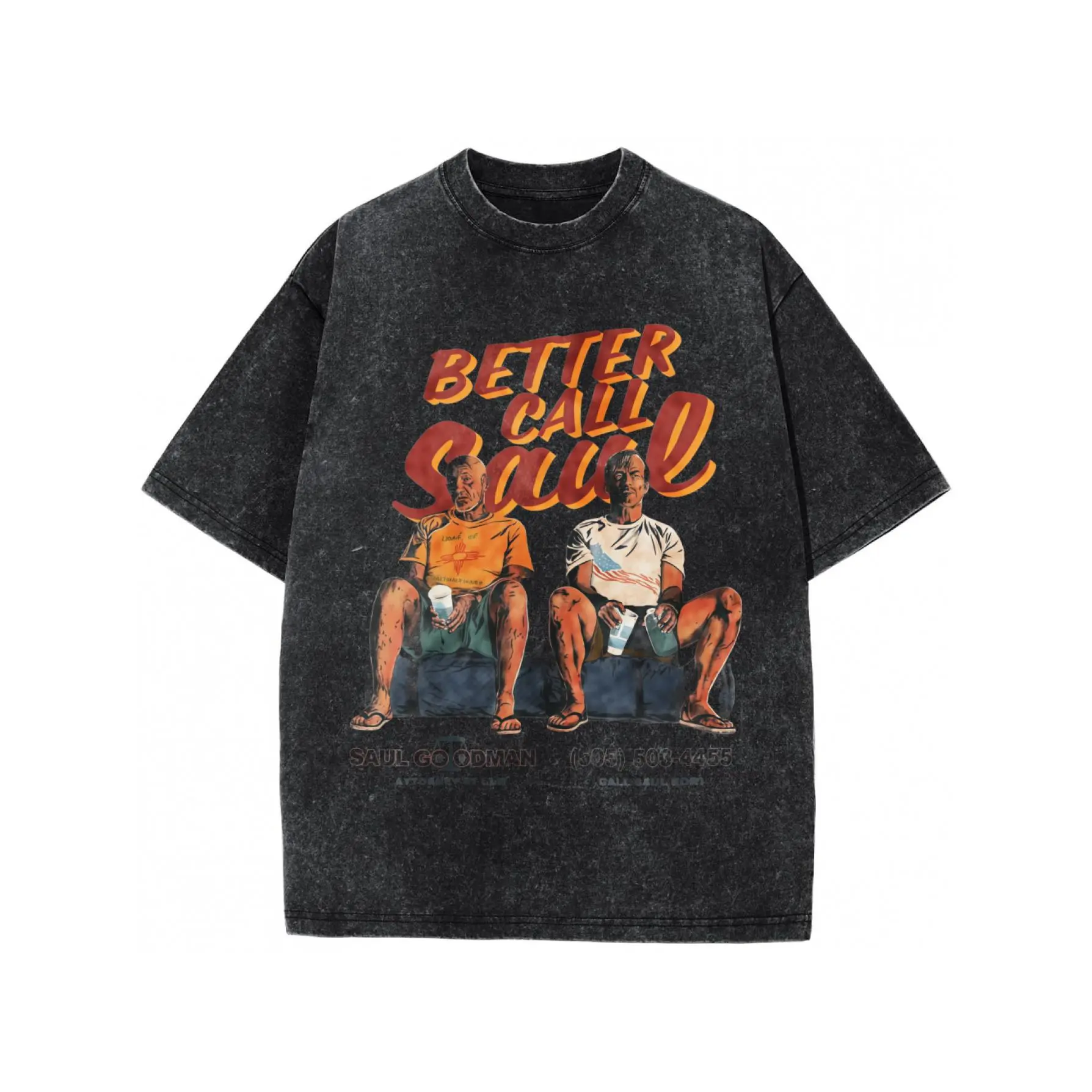 Vintage Better Call Saul T-Shirt, Men's Oversized Short Sleeve Crew Neck Graphic Tee, Soft Washed Knit Cotton Streetwear, Menswear, Loose, Stretch, Round Neck, Casual Tee, Machine Wash, Fabric, Graphic Art, Retro Print