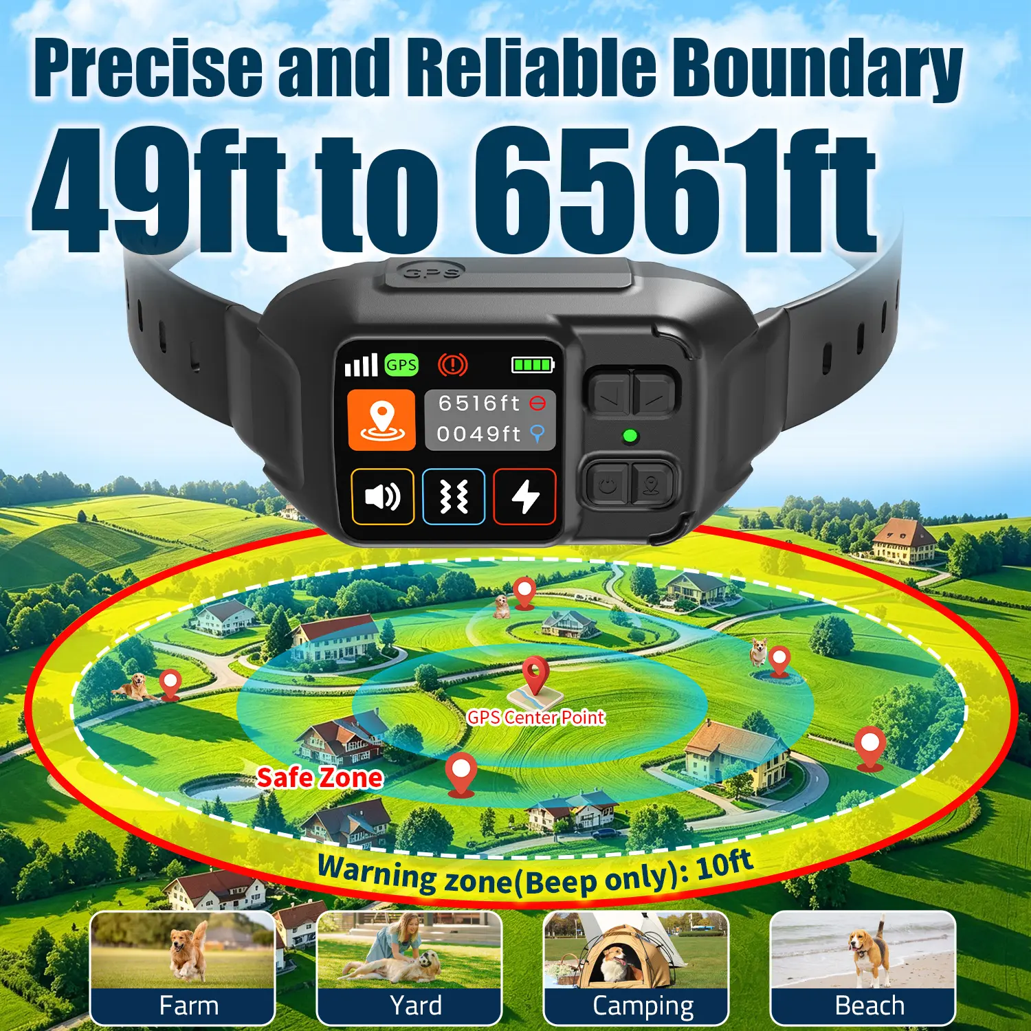 2026 AI Smart Electric Dog Fence, Wireless Virtual Fence Dog Collar, Smart GPS Dog Collar, GPS Pet Tracker, with App Support, Pet Locator