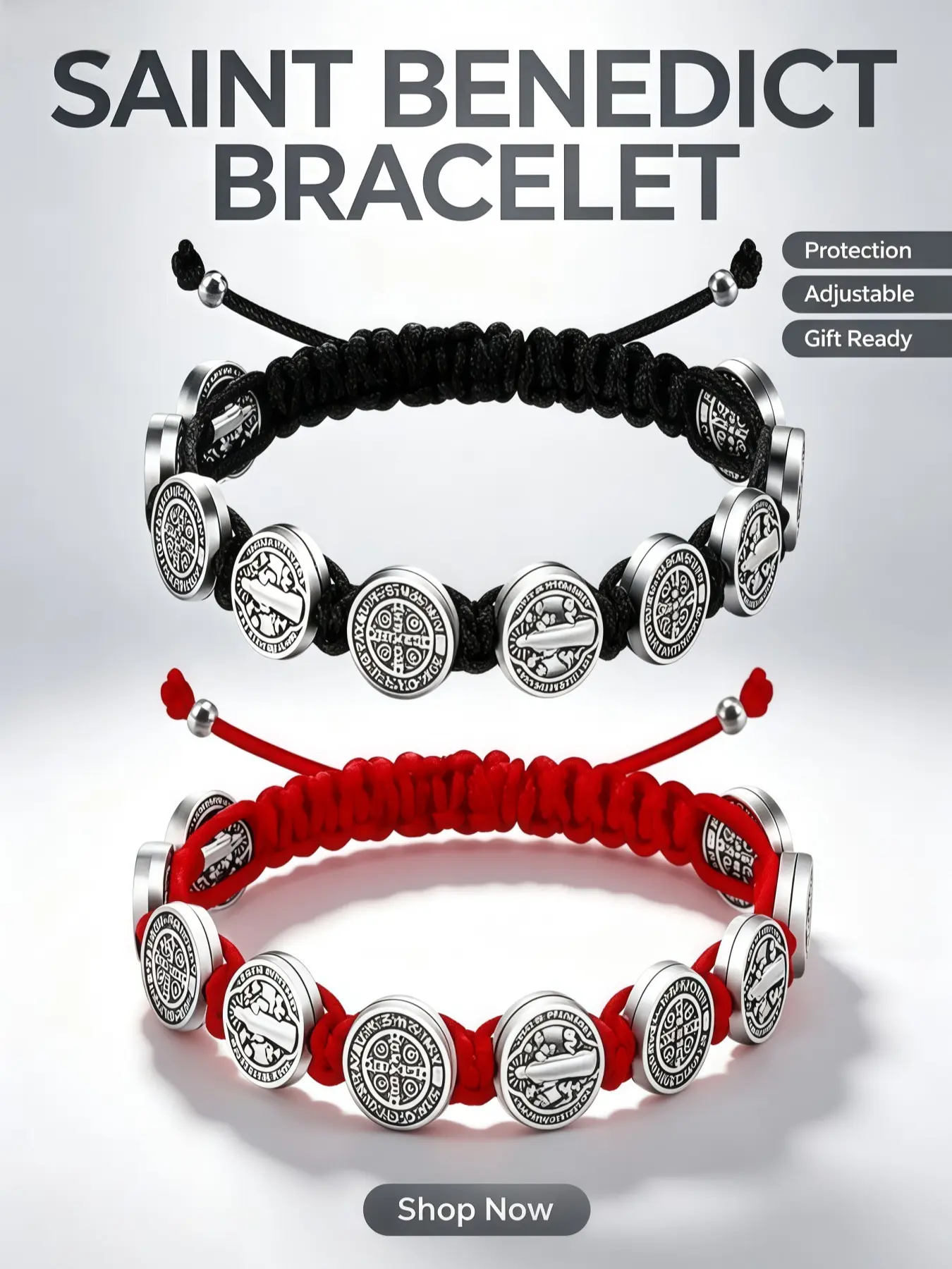 Adjustable and Cord Saint Benedict Bracelet, Boho Style, All Seasons, Catholic Prayer Jewelry, Gift Ready, Gift for Family and Friends
