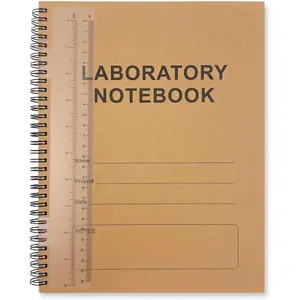 Carbonless Lab Notebook Scientific Grid Format 8.5'' x 11'', 50 Page Sets, Wire-O Bound Laboratory Notebook with Carbon Copies, Durable Translucent Cover, Free Transparent Ruler