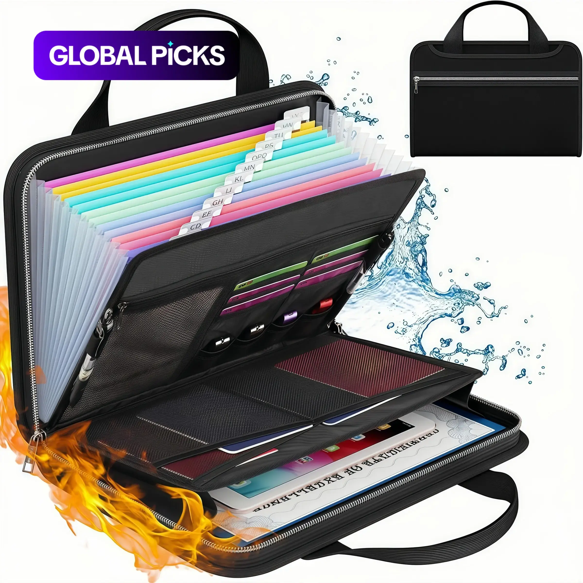 Fireproof Document Bag, Multi-Functional Fire Resistant File Organizer, Safe Storage for Important Documents and Certificates, Fireproof File Folder, Files Organizer #GLOBAL PICKS