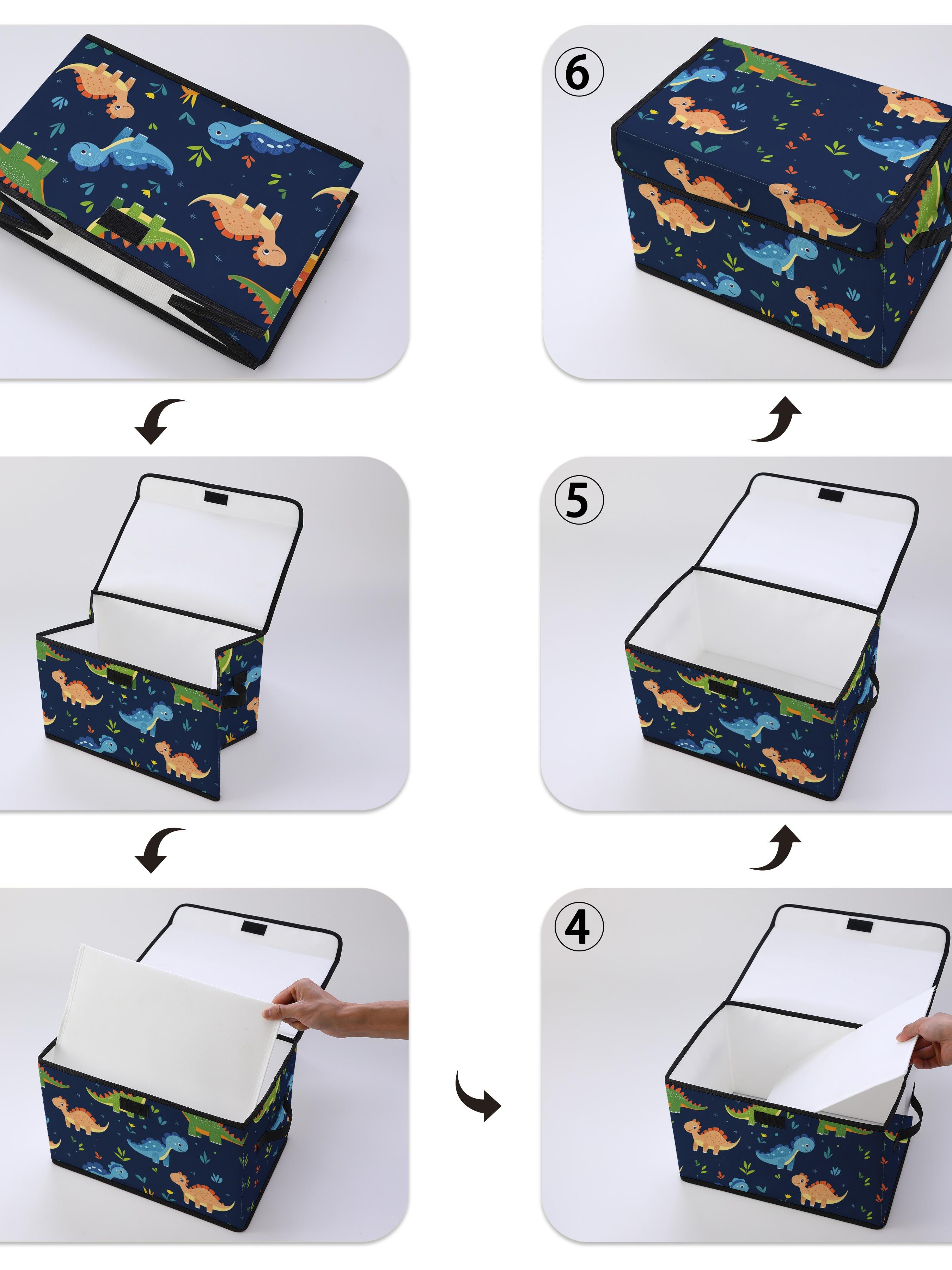 Dinosaur Pattern Printed Storage Box with Lid and Handle, Ideal for Organizing Clothes, Blankets, Sheets, and Toys in Bedroom or Under Bed