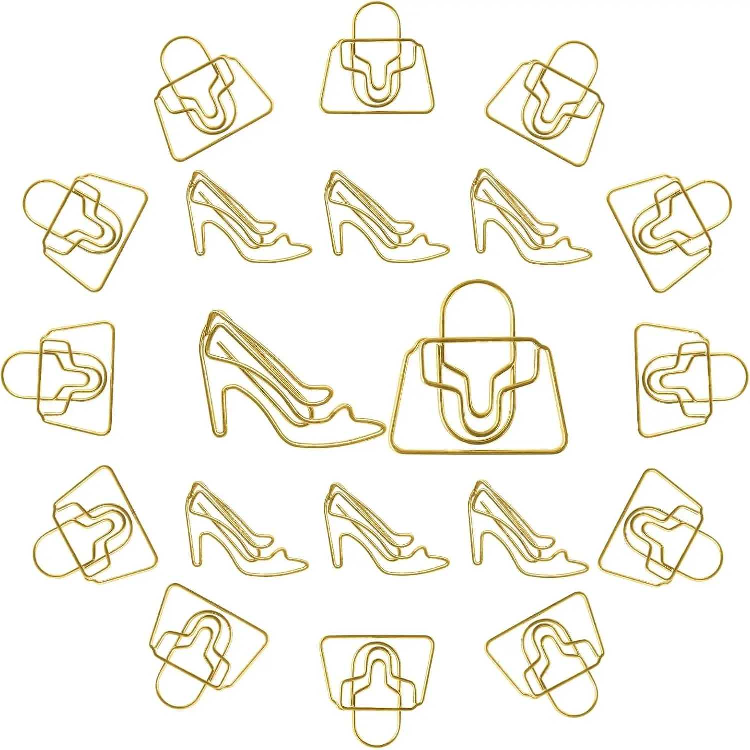 100 count High Heel Shoe Handbag Fun Cute Paper Clips Set () | Decorative paper clips for planners, office supplies and daily school items