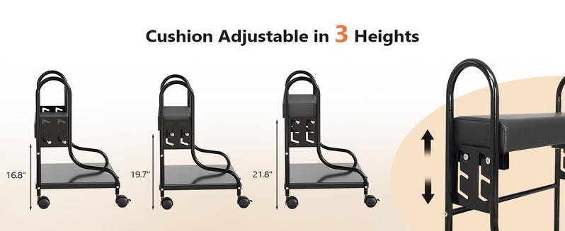 OmySalon Pedicure Cart Foot Bath Trolley, Adjustable Height Salon Trolley with PU Cushion, Portable Nail Esthetician Cart for Manicure & Foot Massage, Beauty Spa Supplies with Locking Wheels