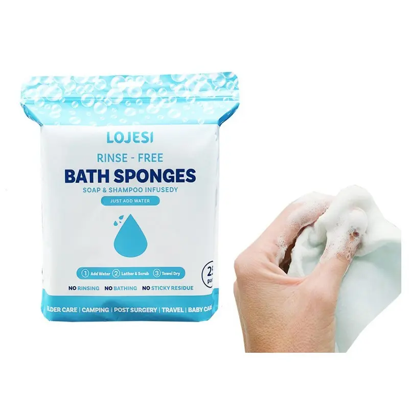 Disposable No-Rinse Bath Wipes 25 Pieces, All-Purpose Shower Wipes, Quick Clean Ideal Choice, Perfect for Travel and Camping