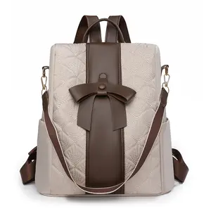 Elegant Bow Anti-Theft Backpack for Women, Trendy Convertible Shoulder Bag for Office Commute & Work, Durable Water-Resistant Casual Daypack with Roomy Multi-Pocket Storage, Adjustable Padded Straps, Minimalist Design for Shopping, Trips and Daily Use