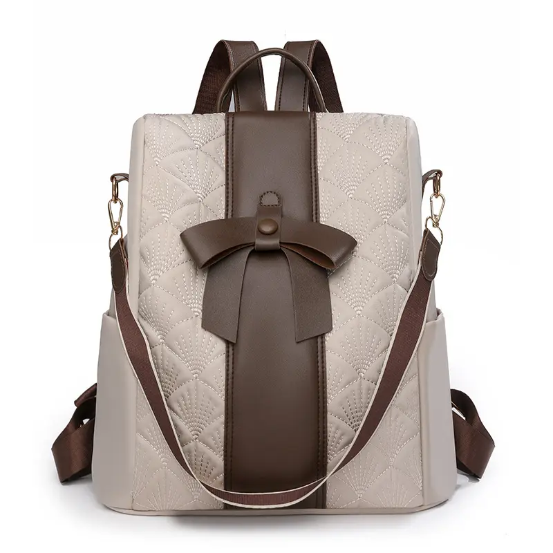 Elegant Bow Anti-Theft Backpack for Women, Trendy Convertible Shoulder Bag for Office Commute & Work, Durable Water-Resistant Casual Daypack with Roomy Multi-Pocket Storage, Adjustable Padded Straps, Minimalist Design for Shopping, Trips and Daily Use