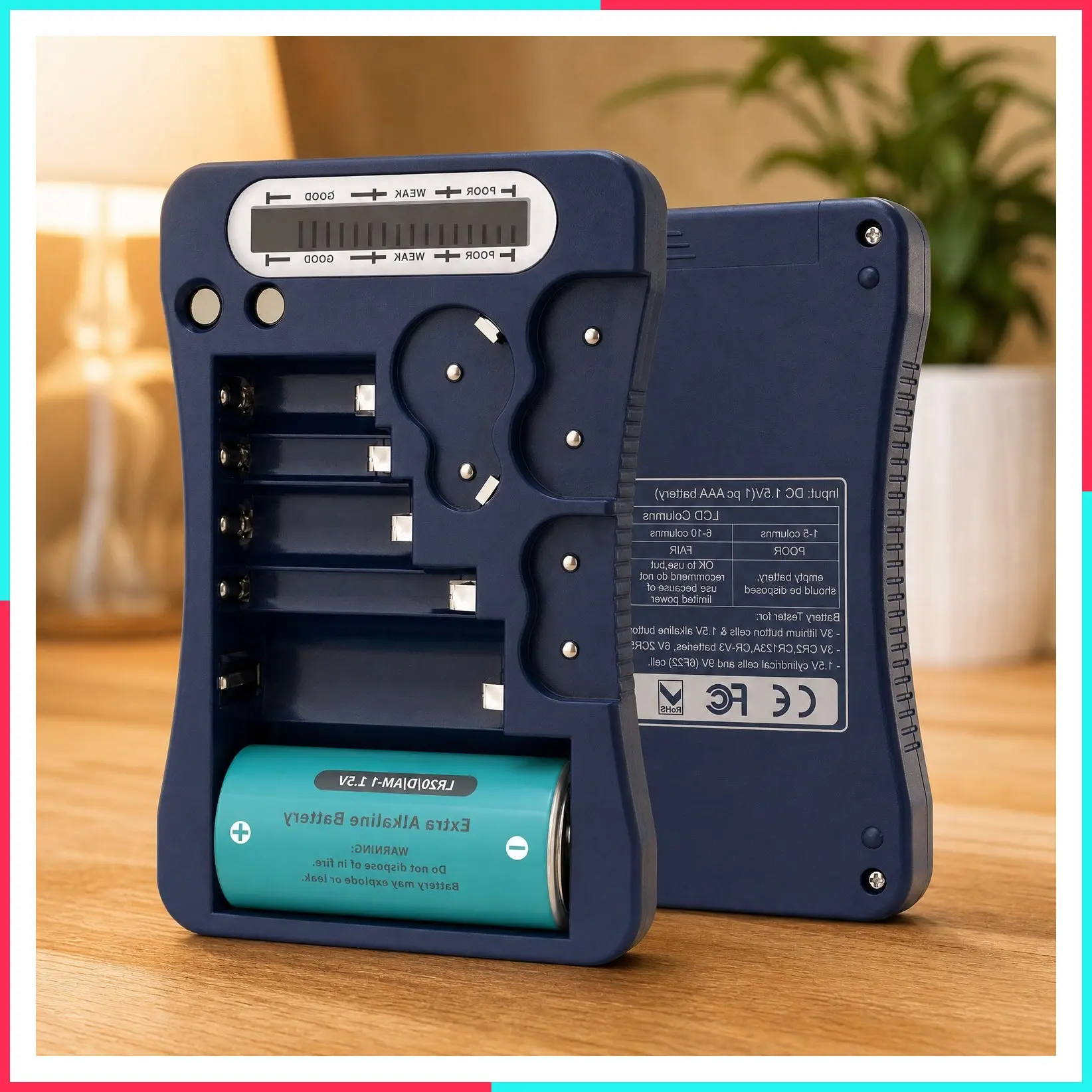Universal Battery Tester for AA AAA C D 9V, Button Cell & Household Batteries Checker