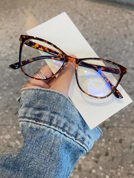 Women's Cat Eye Glasses Frame, Leopard Pattern Eyeglasses, Casual Style Transparent Eyewear Accessories, Anti-Blue Light Lenses for Daily Use, All Seasons Wear Women's Cat Eye Glasses Frame, Leopard Pattern Eyeglasses, Casual Style Transparent Eyewear Accessories, Anti-Blue Light Lenses for Daily Use, All Seasons Wear