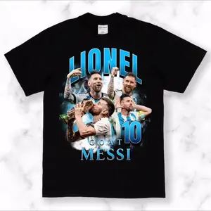 Broken Society Messi GOAT Graphic Tee, stylish streetwear with iconic print. Premium soft fabric, relaxed fit, ideal daily wear and must-have apparel for true football fans.