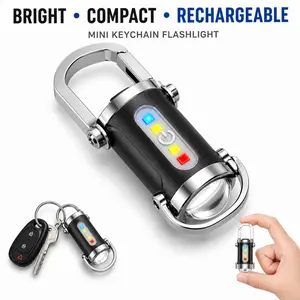 Mini LED Keychain Flashlight - High Lumens COB Work Light with SOS Strobe, USB-C Rechargeable Portable Torch for Outdoor & Daily Use, Pocket-Sized Tool for Boyfriend Gift Basket & Fathers Day