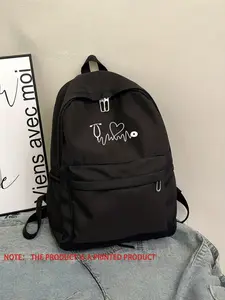 Creative Stethoscope Heartbeat Print Backpack, Nylon Material, Easy to Clean, Casual Style, Suitable for Daily Use, Unisex Design