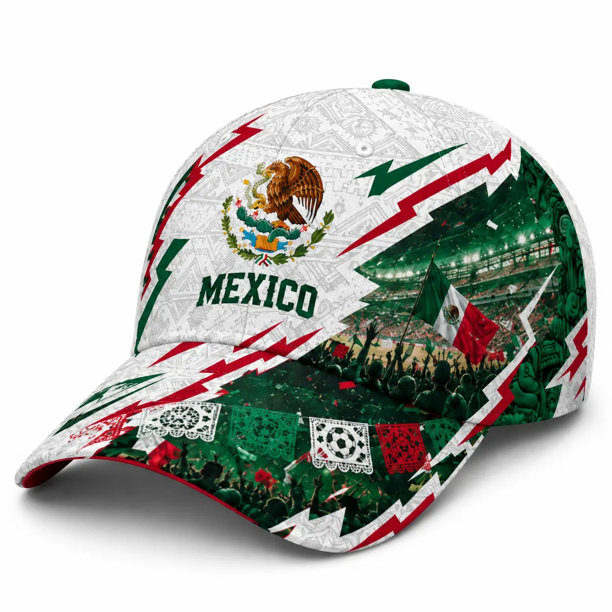 Mexico Inspired Baseball Cap Men Women, Soccer Fan Adjustable Dad Hat, Green White Red Curved Brim Sports Streetwear Hat,sooners baseball,stylish golf,nets fan, football supporter ,raptor printed hat,official soccer,unisex summer,classic baseball