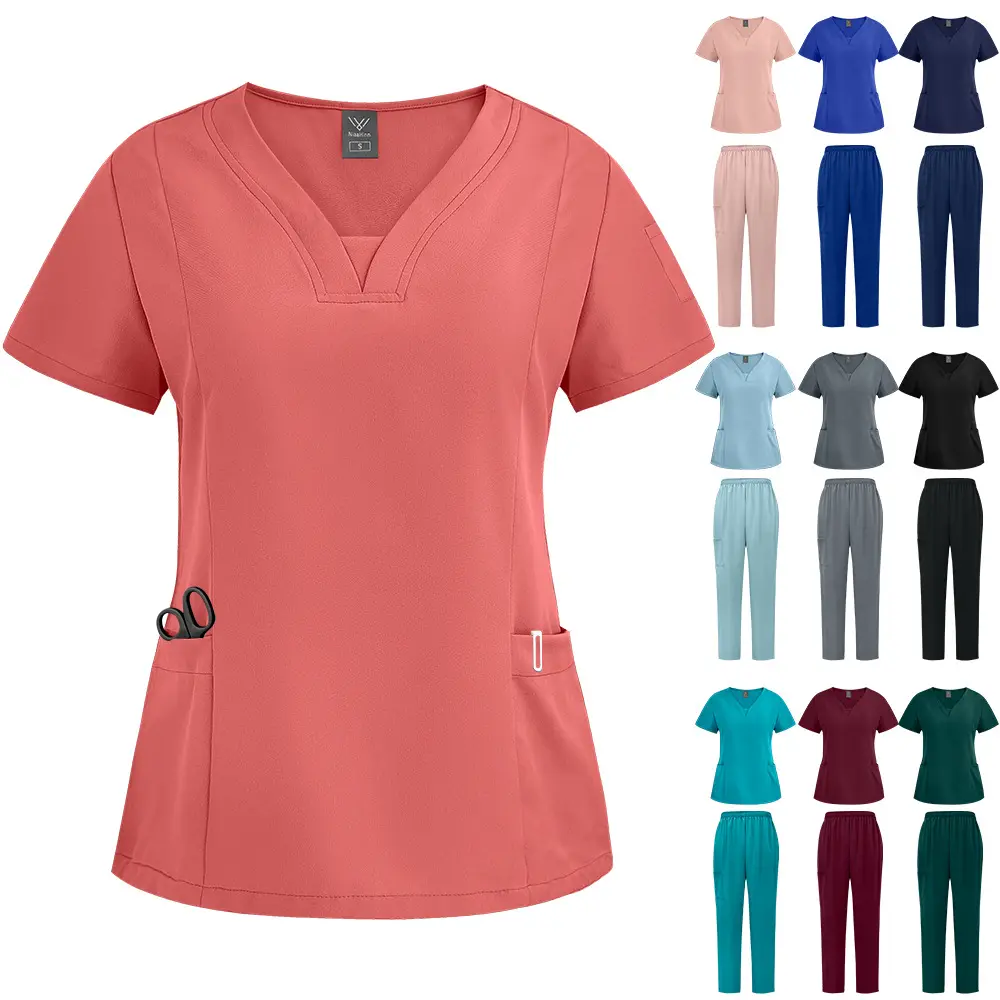 Women's Clothes Medical Scrubs Workwear Set - Doctor Nurse Casual Loose Plus-Size Uniform