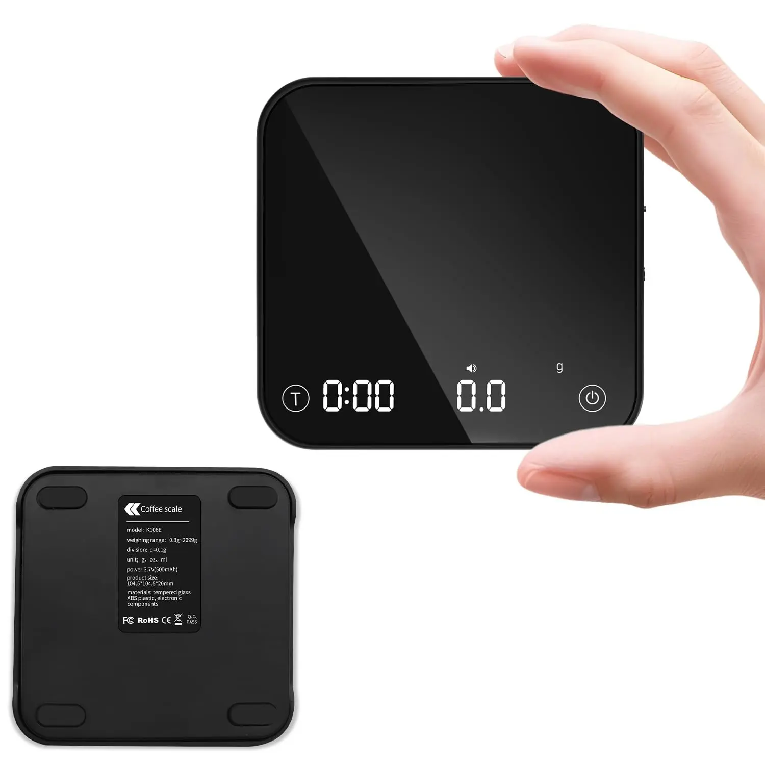 Coffee Scale with Automatic Timer, 0.1g/2000g Rechargeable Precision Espresso Scale