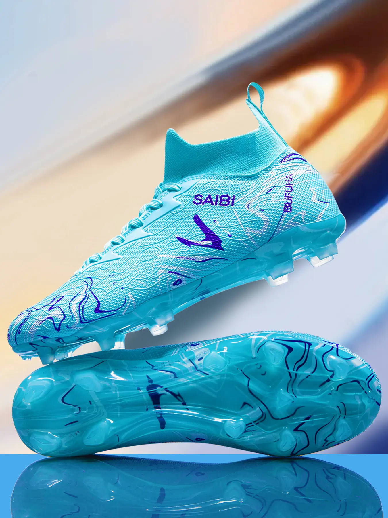 Breathable Football Shoes Fg/ag Long Studs for Artificial Grass, All-Season Anti-Slip Sporty Shoes, Durable Ankle Protection
