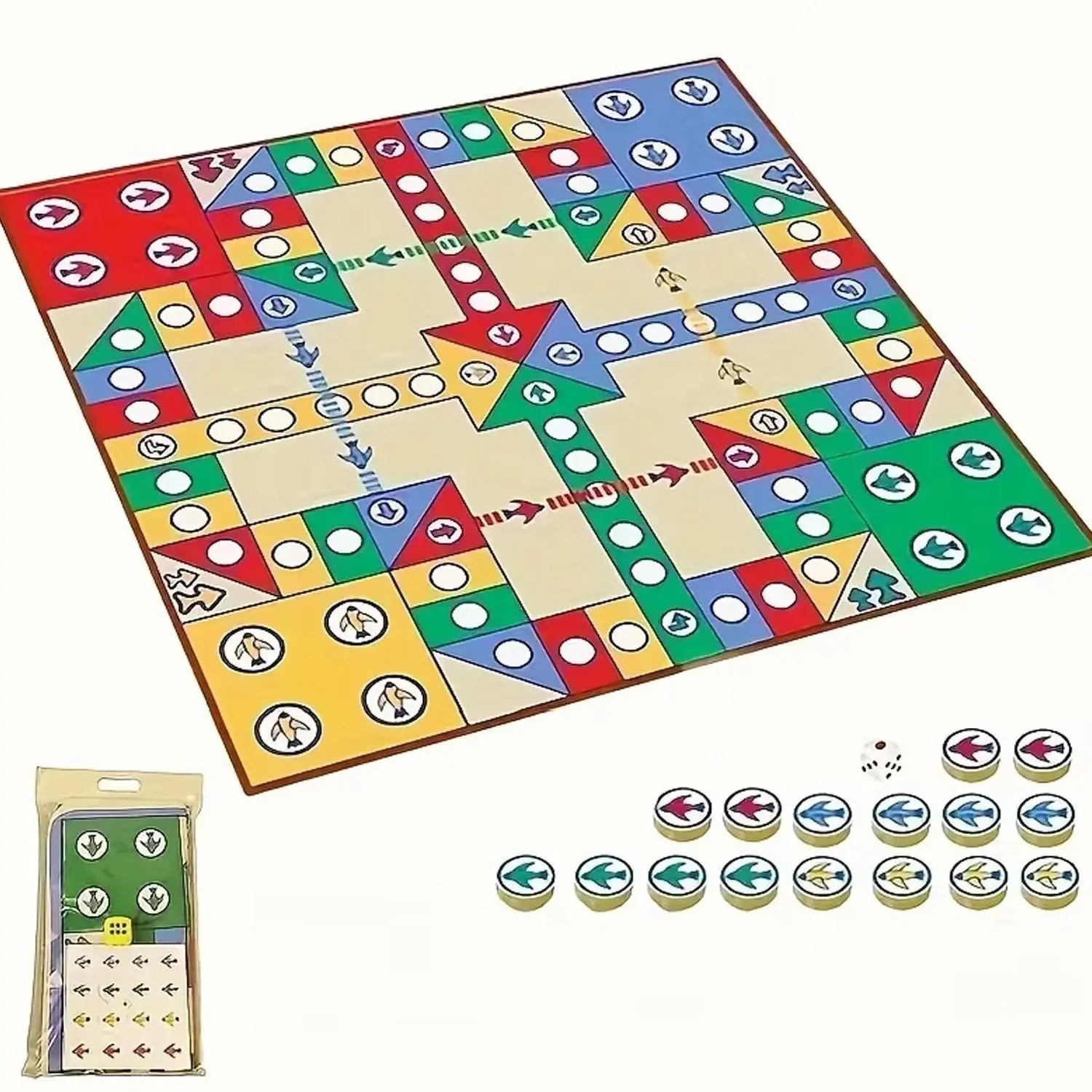 Latest luxury carpet-style flying chess set, including large chess mat, 16 chess pieces and dice. Compact and multi-functional design. Suitable for family entertainment, party games and gifts on Halloween and Christmas. Party Board Game