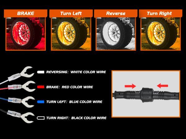 Nilight 4PCS 15.5inch Double Row Wheel Ring Lights Dream Color with APP and Remote Control Neon Lights w/Turn Signal and Braking Function Dual Row for Car Van SUV Truck
