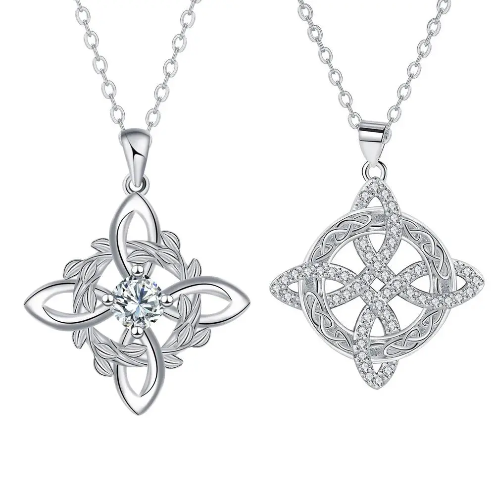 Wiccan Witch Knot in 925 Thai Silver with Cubic Zirconia, Symbolic Protection for a Witchcraft Aesthetic, Witchy , Metal , Witchy , Wear, y2k accessories men's unisex stack faith affordable gold wear fashion cost charm couple hallowe girl light lu fashion