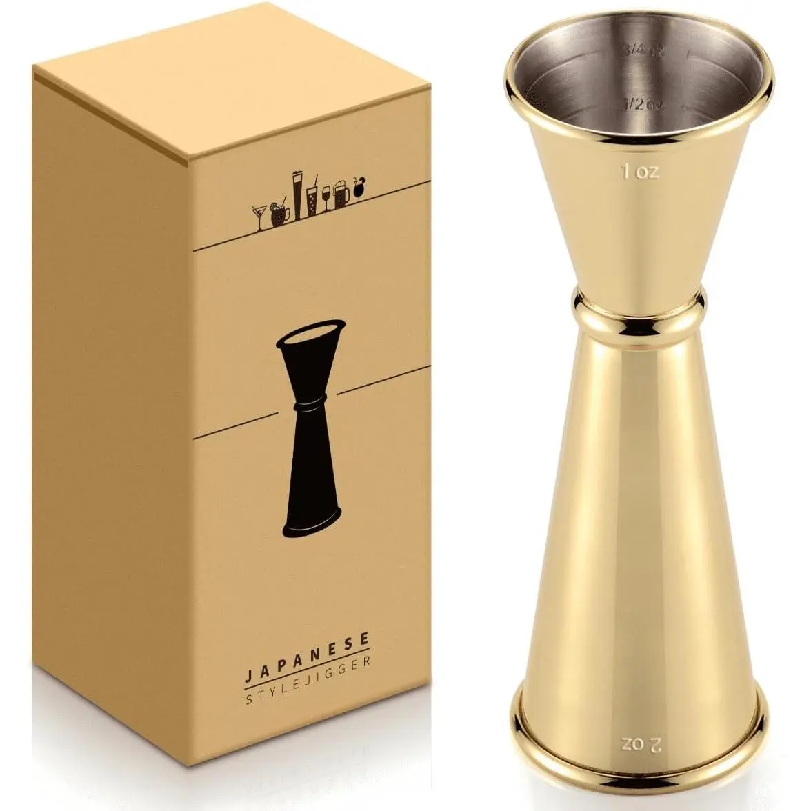 Jigger -  Measuring Double Jiggers for Bartending, Copper Jigger with Measurements Inside - Stainless Steel Bar Tools For Bartenders, Jigger 2 oz 1 oz ()